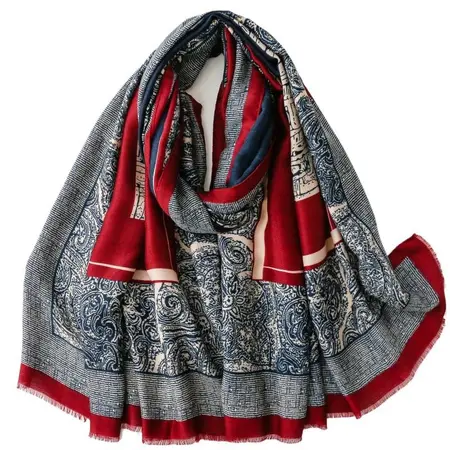 Paisley Geometric Scarf Shawl – 180 × 88 cm detail