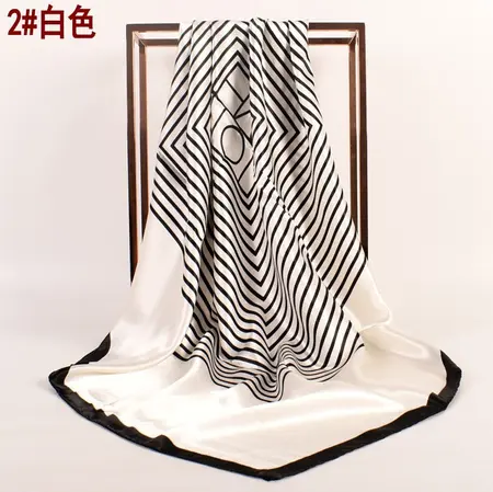 Women's Silk Striped Scarf Shawl – 90 × 90 cm detail