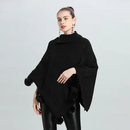 Jacquard Knit Poncho detail