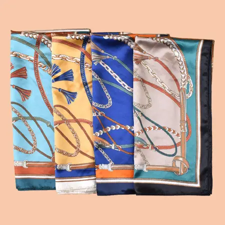 Fringed Printed Scarf Shawl – 90 × 90 cm detail