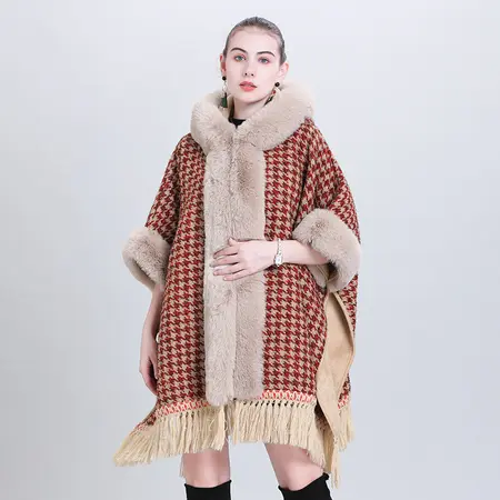 Fringed Hooded Poncho detail