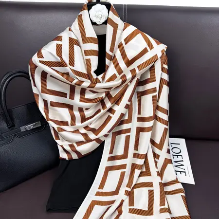 Silk Geometric Printed Lightweight Scarf Shawl detail