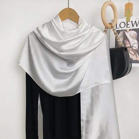 Silk Solid Color Headscarf – 90 × 180cm detail
