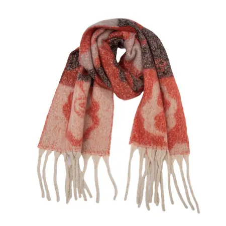 Floral Jacquard Scarf Shawl – 185 × 40 cm + 15 cm fringe; 280 g per scarf detail