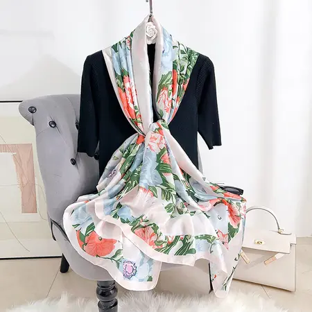 Floral Printed Vintage Scarf Shawl – 90 × 180cm