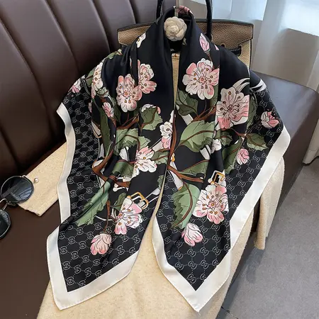 Women's Floral Scarf Shawl – 90 × 90 cm detail