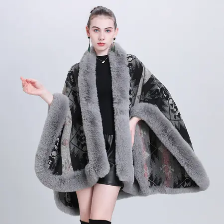 Jacquard Knit Poncho