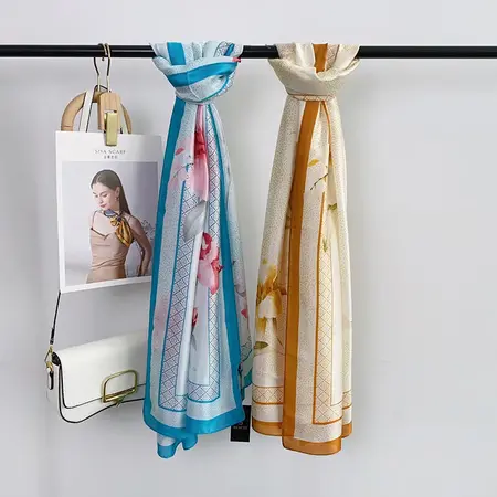 Silk Printed Lightweight Scarf Shawl detail