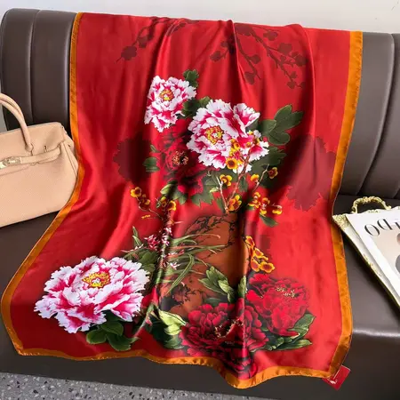 Silk Vintage Scarf Shawl – 90 × 180cm detail