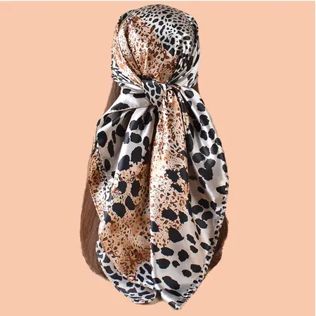Colorblock Leopard Print Printed Scarf Shawl – 90 × 90 cm