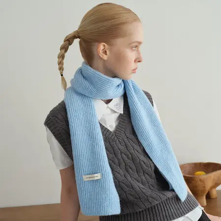 Women's Wool Blend Solid Color Knit Scarf Shawl – 160 × 20 cm detail