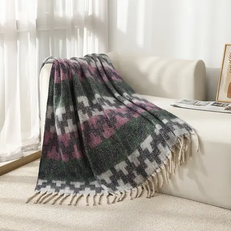 Jacquard Fringed Scarf Shawl – 165 × 125 cm + 12 cm fringe detail