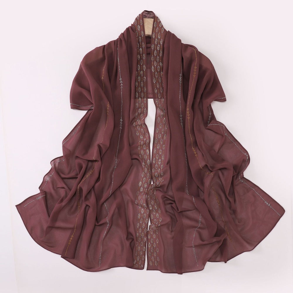 New Pearl Chiffon Boutique Hot Diamond Long Towel Middle East Africa Head Towel South East Asia Head Towel