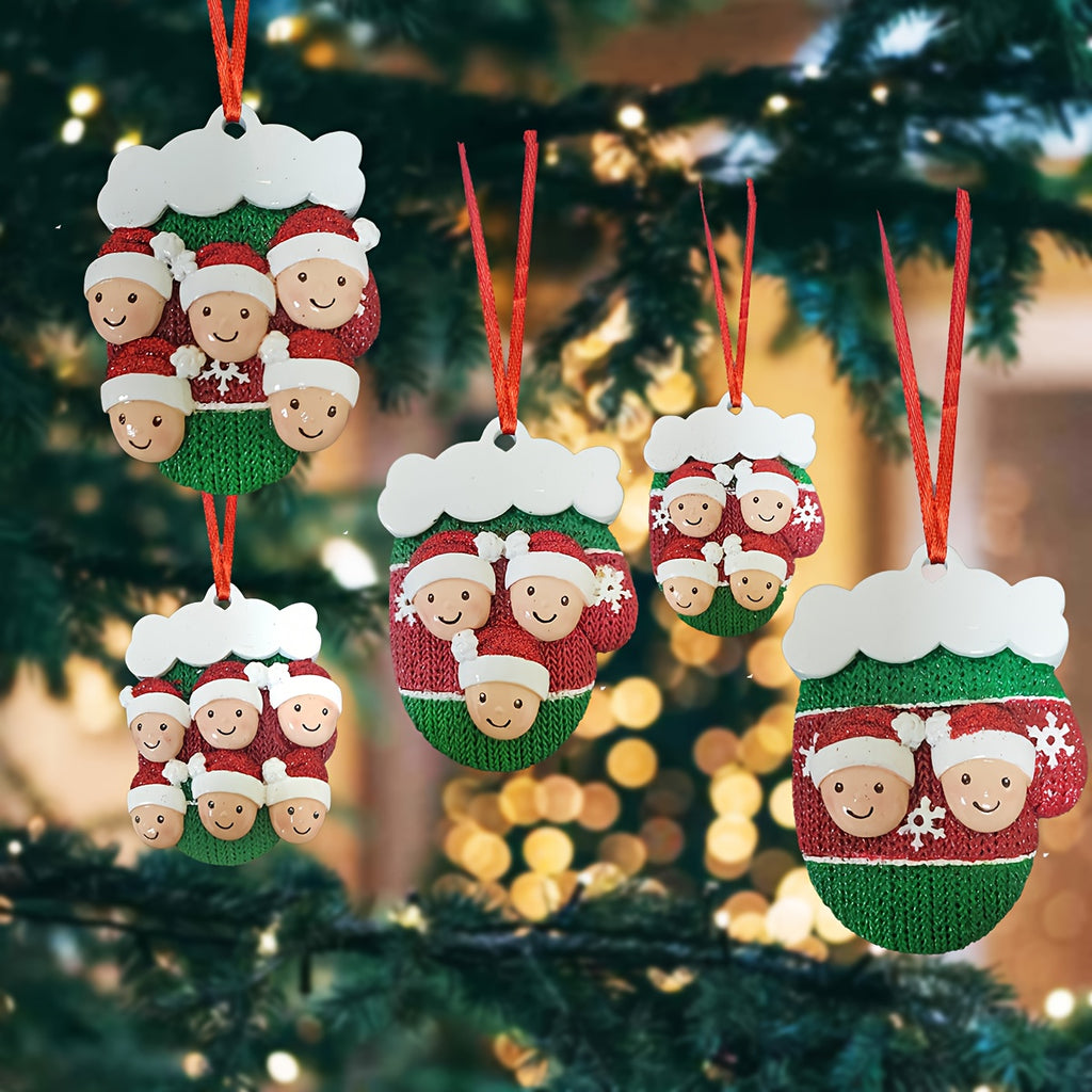 1 piece of resin three-dimensional hand-painted Christmas gloves Christmas tree ornament pendant, personalized DIY name blessing ornament pendant, unique car rearview mirror pendant, Christmas ornament gift