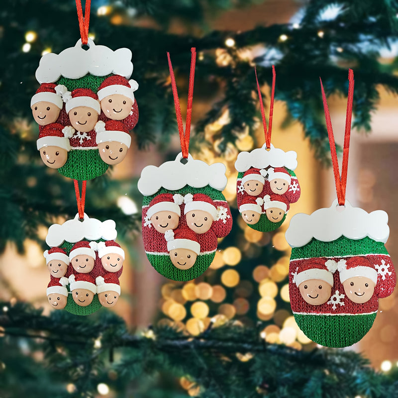 1 piece of resin three-dimensional hand-painted Christmas gloves Christmas tree ornament pendant, personalized DIY name blessing ornament pendant, unique car rearview mirror pendant, Christmas ornament gift