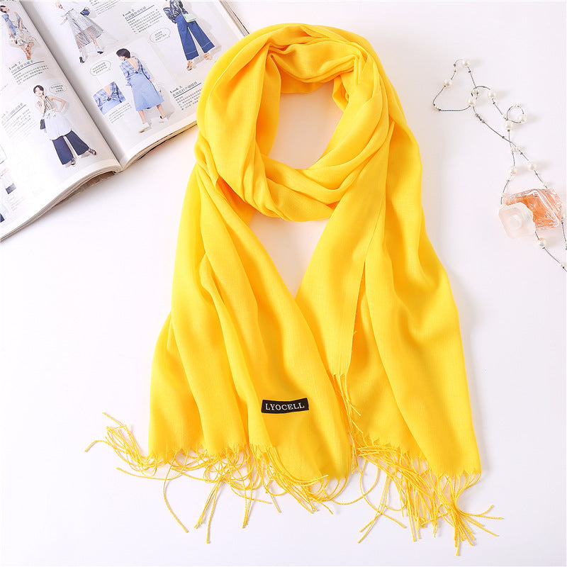 Solid color imitation cashmere scarf for women, thin spring and summer long air conditioner shawl