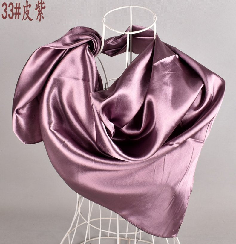 New solid color monochrome women's 90cm imitation silk large square scarf silk scarf, pure color square scarf advanced sense