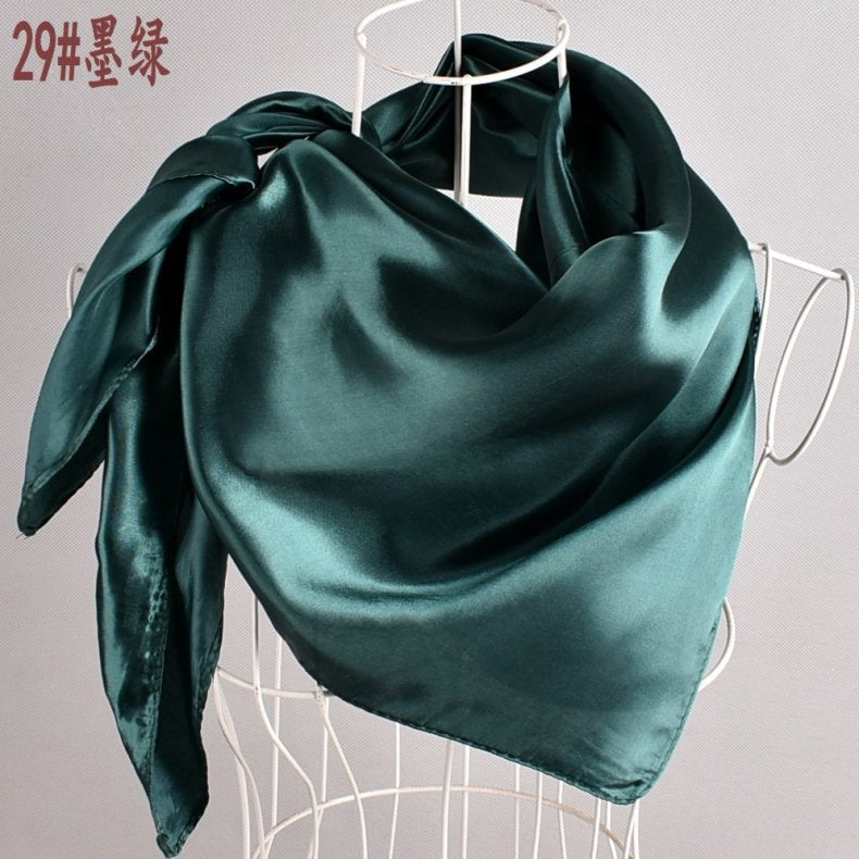 New solid color monochrome women's 90cm imitation silk large square scarf silk scarf, pure color square scarf advanced sense