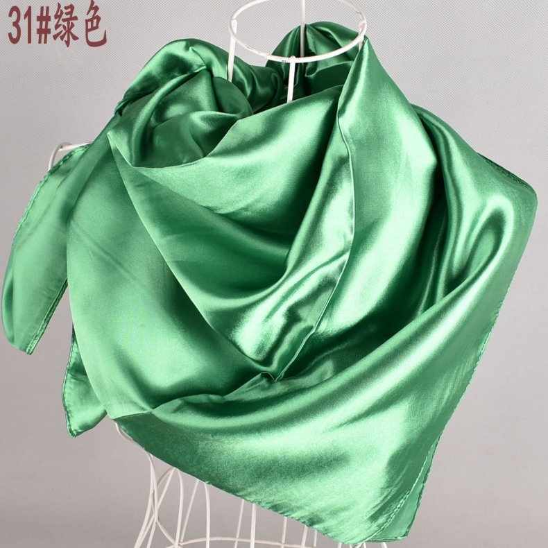 New solid color monochrome women's 90cm imitation silk large square scarf silk scarf, pure color square scarf advanced sense