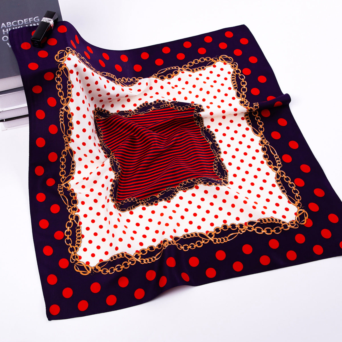 Simple and fashionable versatile polka dot dot twill print scarf 60cm small square scarf women's silk scarf