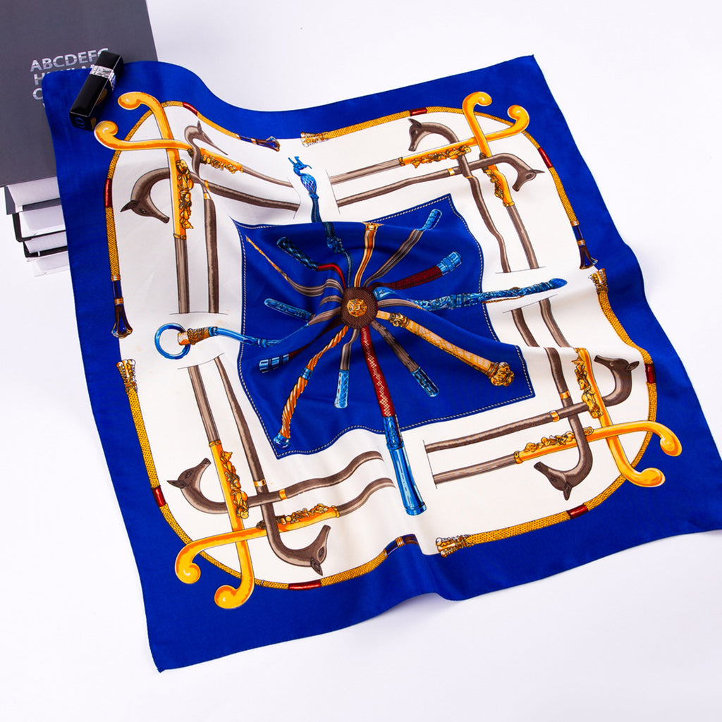European and American fashion scepter chain, twill printed scarf 60cm small square scarf women's silk scarf, scarf