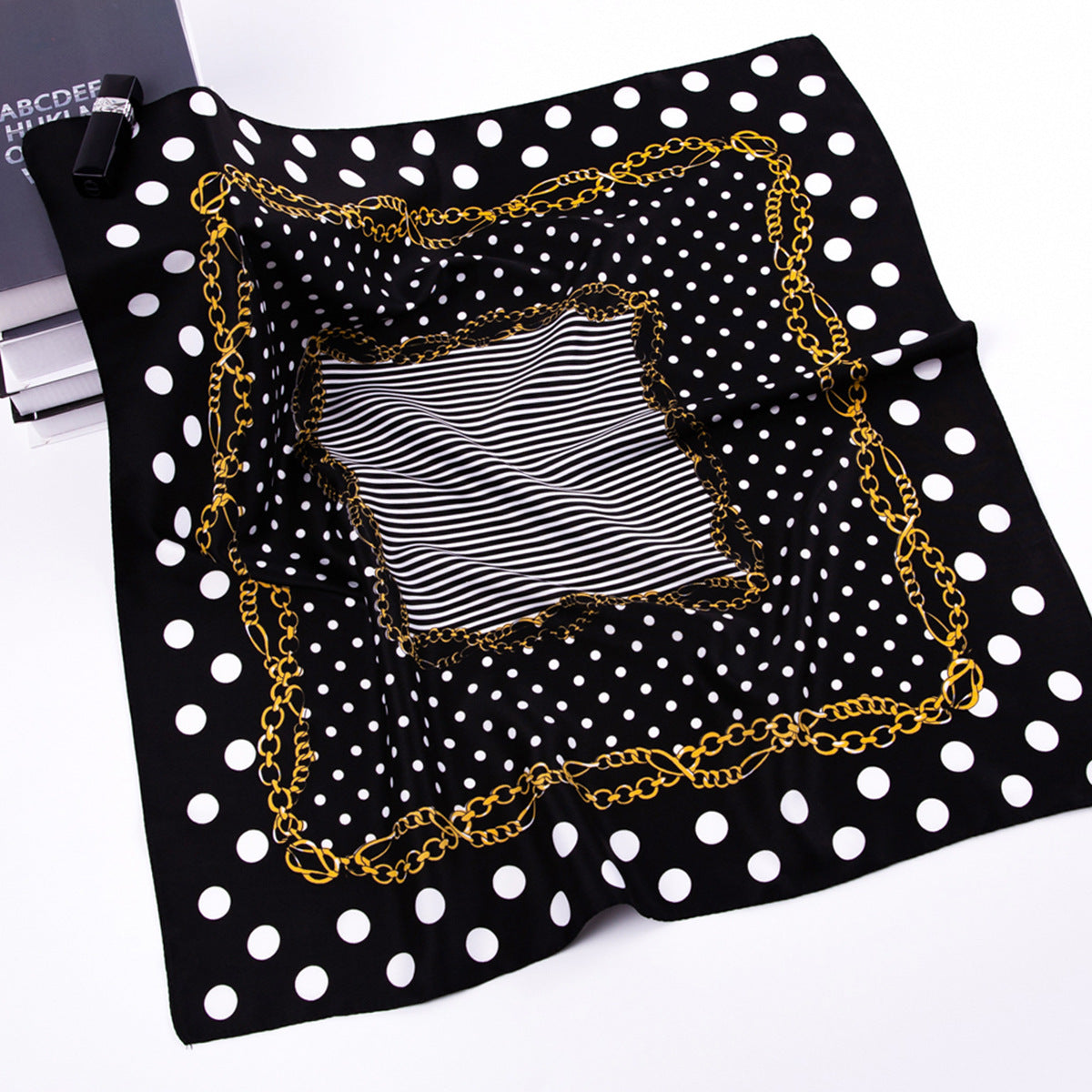 Simple and fashionable versatile polka dot dot twill print scarf 60cm small square scarf women's silk scarf