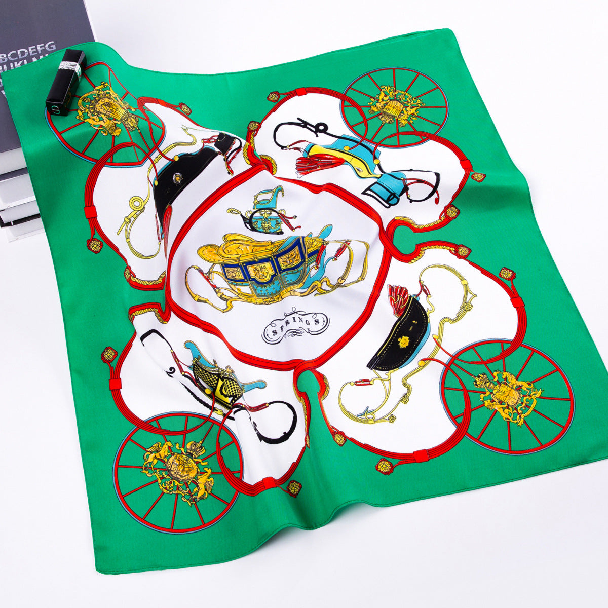 European and American fashion pumpkin carriage twill print scarf 60cm small square scarf women's scarf silk scarf