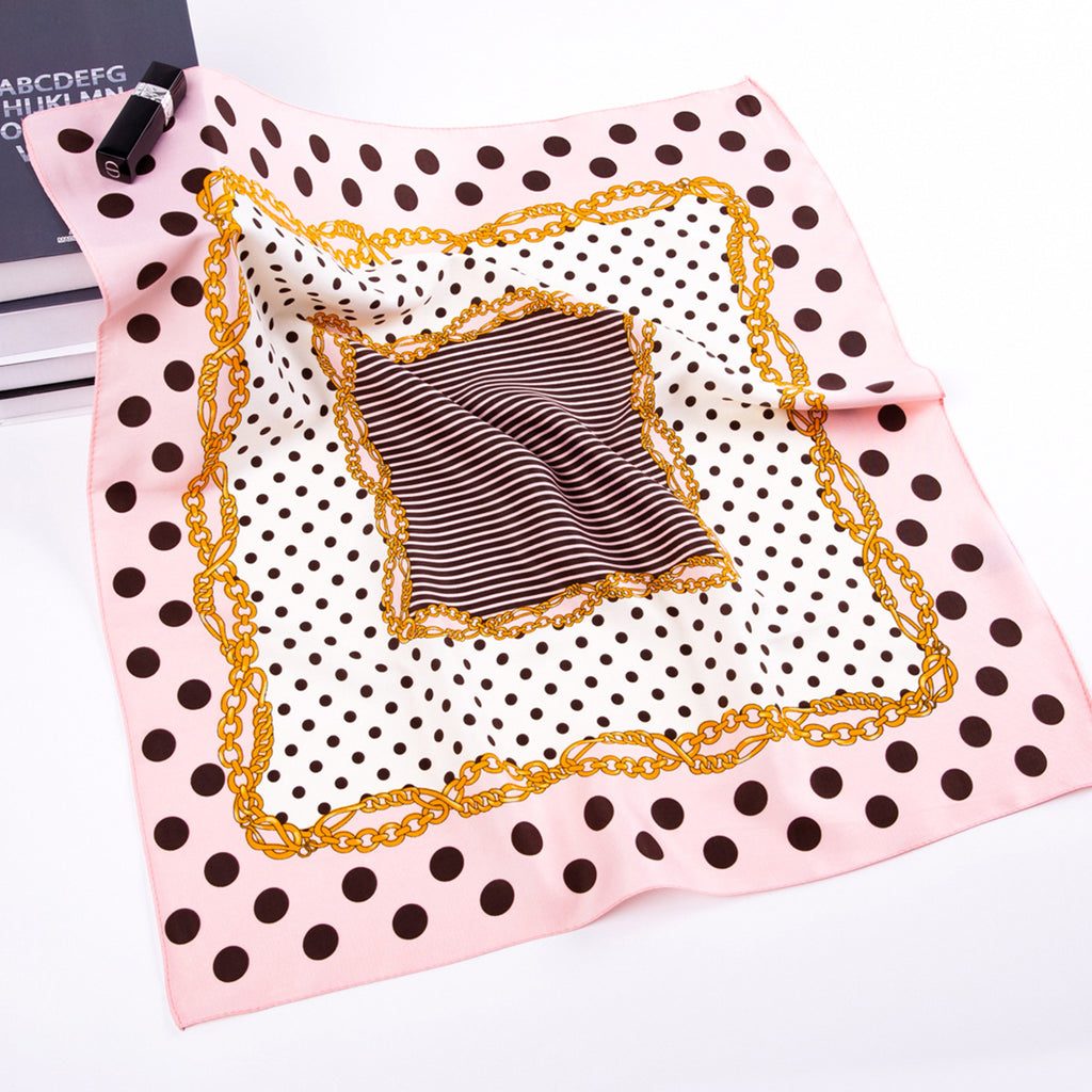 Simple and fashionable versatile polka dot dot twill print scarf 60cm small square scarf women's silk scarf