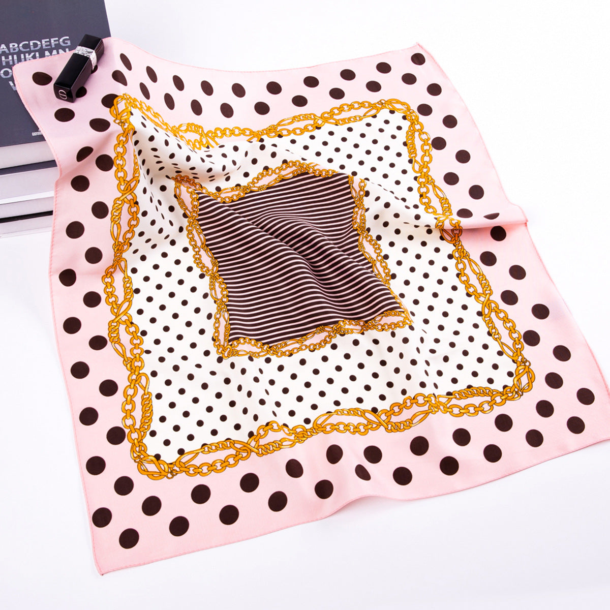 Simple and fashionable versatile polka dot dot twill print scarf 60cm small square scarf women's silk scarf