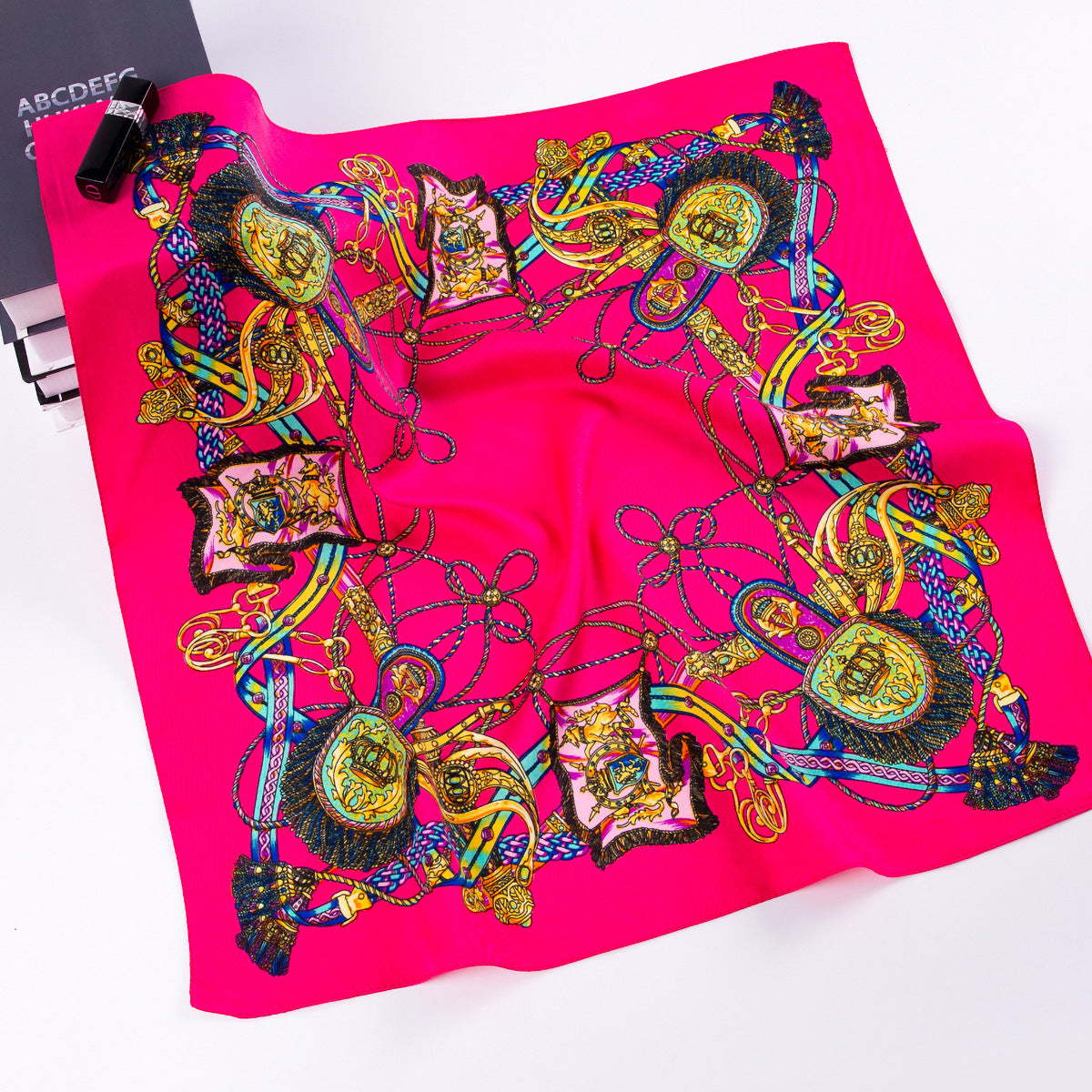60 * 60cm small square scarf, European and American belt fringed rope twill printed scarf, spot wholesale