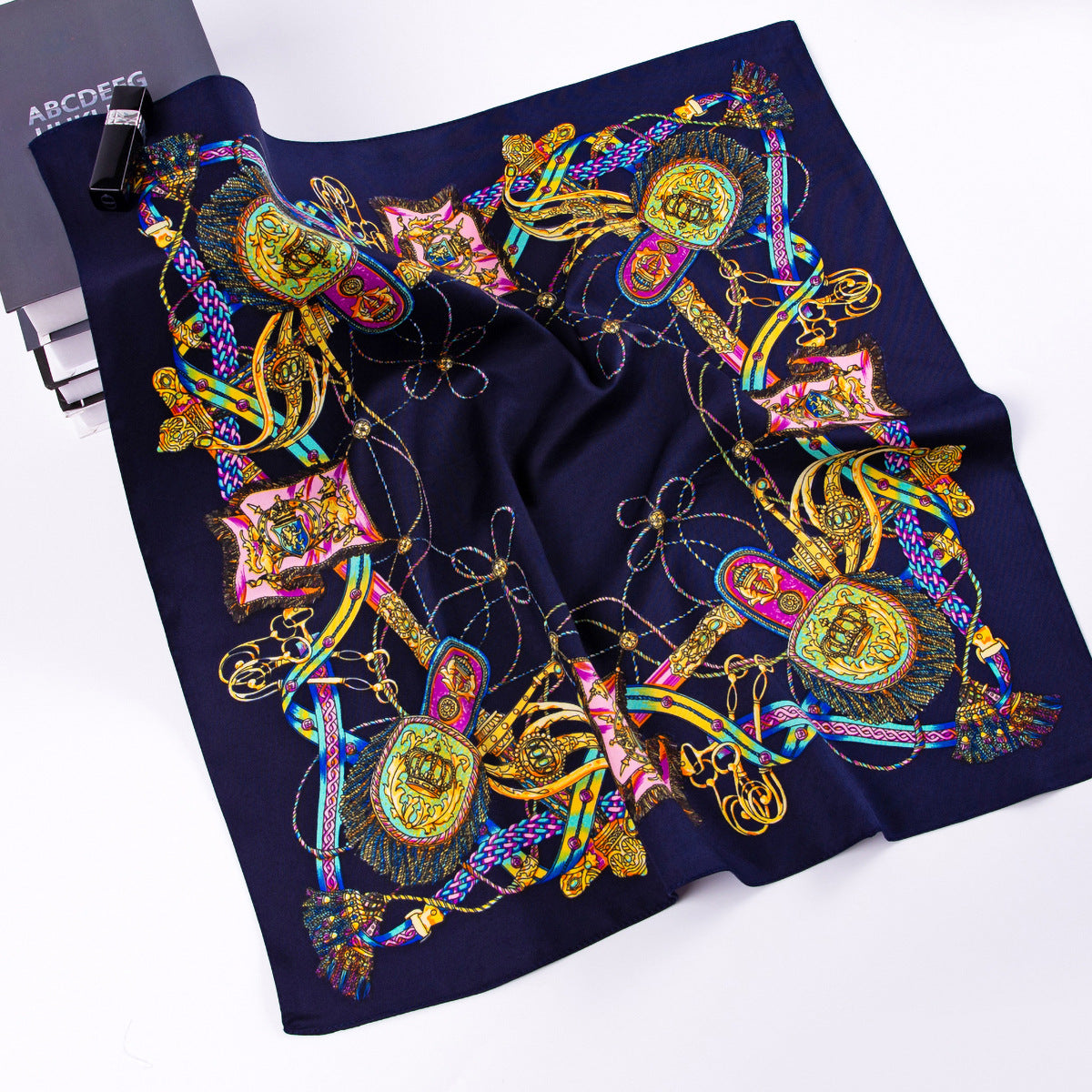 60 * 60cm small square scarf, European and American belt fringed rope twill printed scarf, spot wholesale