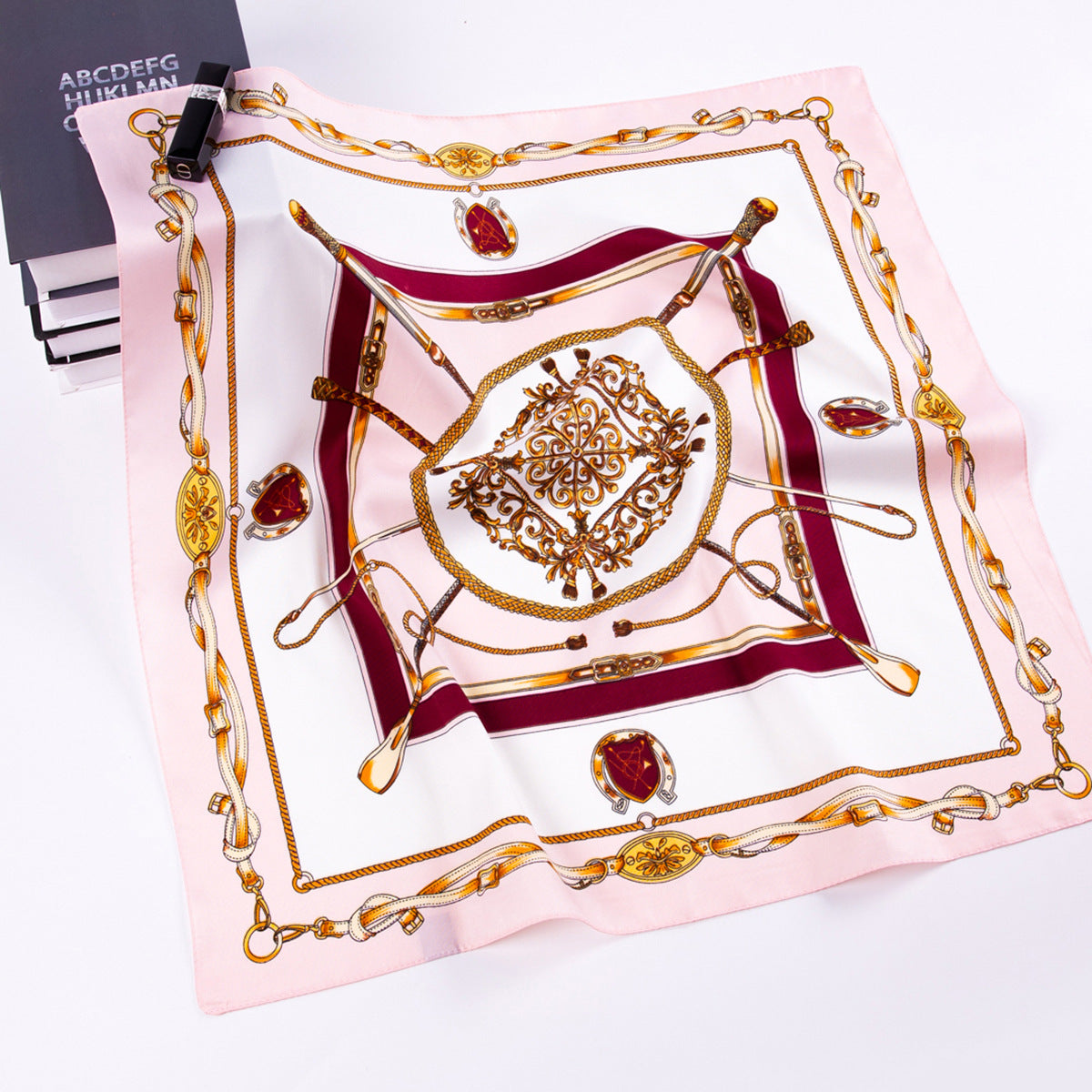 European and American fashion belt scepter chain, twill printed scarf 60cm small square scarf women's silk scarf