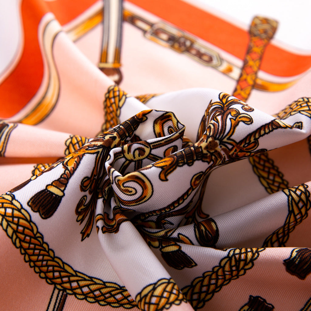 European and American fashion belt scepter chain, twill printed scarf 60cm small square scarf women's silk scarf