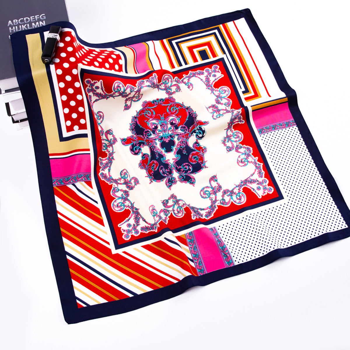 European and American fashion geometric polka dots patchwork cashew flower twill printed scarf versatile neckerchief small square scarf