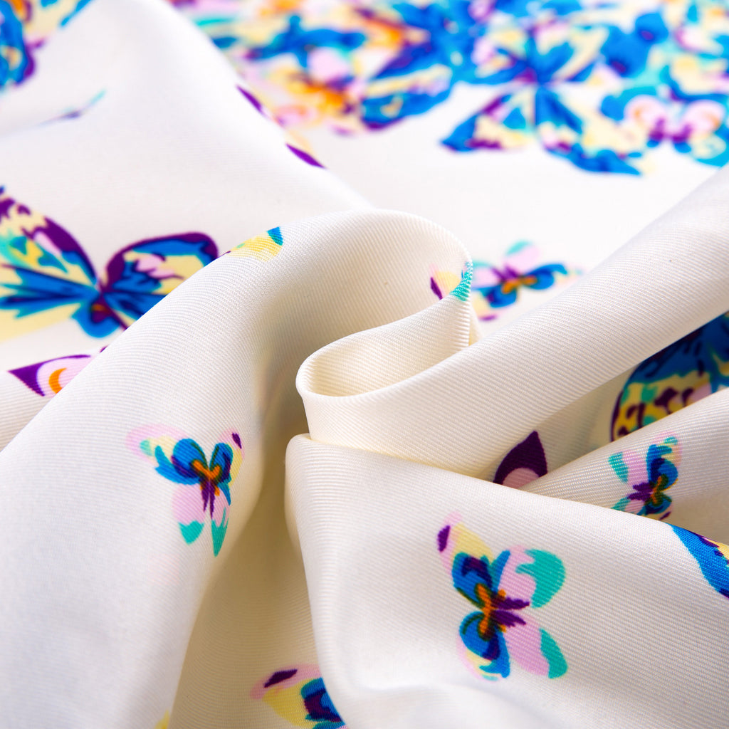 Fashion Pastoral Butterfly Love Flower, Twill Printed Scarf 60cm Small Square Scarf Women's Silk Scarf