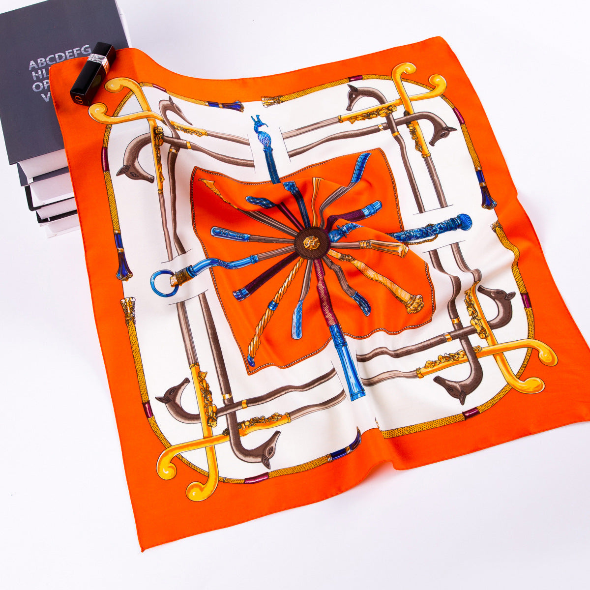 European and American fashion scepter chain, twill printed scarf 60cm small square scarf women's silk scarf, scarf