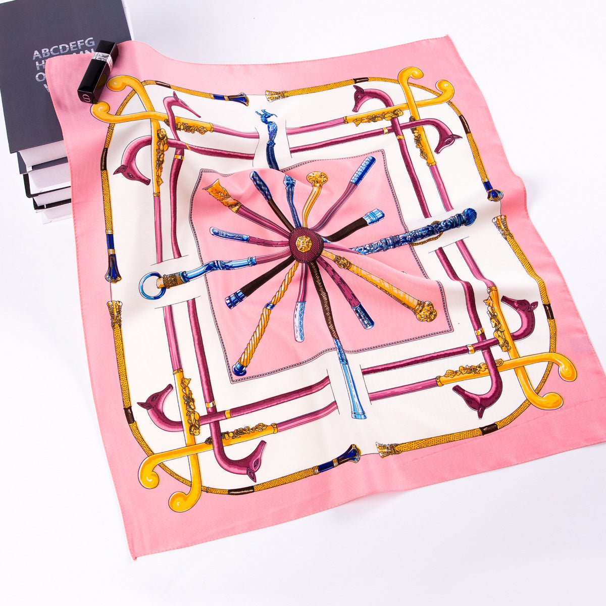 European and American fashion scepter chain, twill printed scarf 60cm small square scarf women's silk scarf, scarf