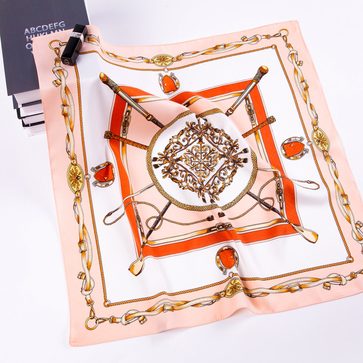 European and American fashion belt scepter chain, twill printed scarf 60cm small square scarf women's silk scarf