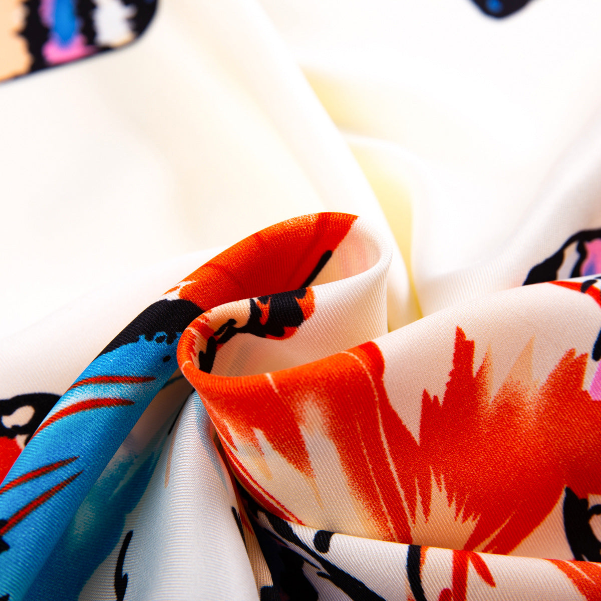 Stylish and simple color butterfly printed scarf, twill satin scarf 60cm small square scarf women's silk scarf gift