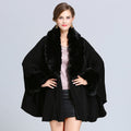 European and American autumn and winter new fashion large size loose imitation fur collar knitted shawl cardigan cape shawl women 1546 #