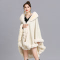 European and American new cape large size coat women's shawl loose imitation fur collar knitted cardigan shawl cape 1561 #