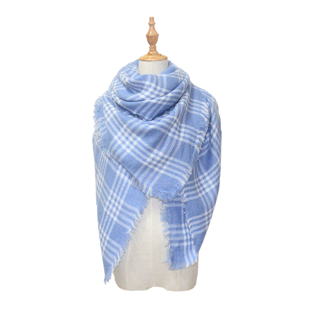 European, American autumn and winter women's new colorful plaid square scarf imitation cashmere scarf women's shawl