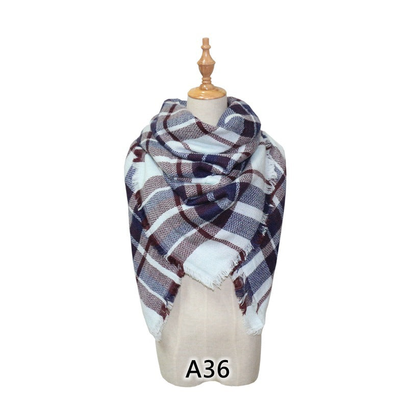 European and American Street Trend Imitation Cashmere Scarf Women's Plaid Autumn and Winter Warm Square Scarf Manufacturer