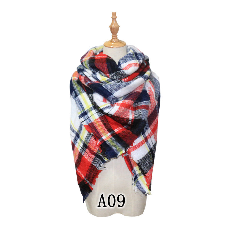 European and American Street Trend Imitation Cashmere Scarf Women's Plaid Autumn and Winter Warm Square Scarf Manufacturer
