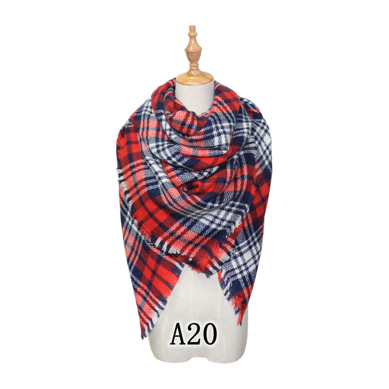 European and American Street Trend Imitation Cashmere Scarf Women's Plaid Autumn and Winter Warm Square Scarf Manufacturer