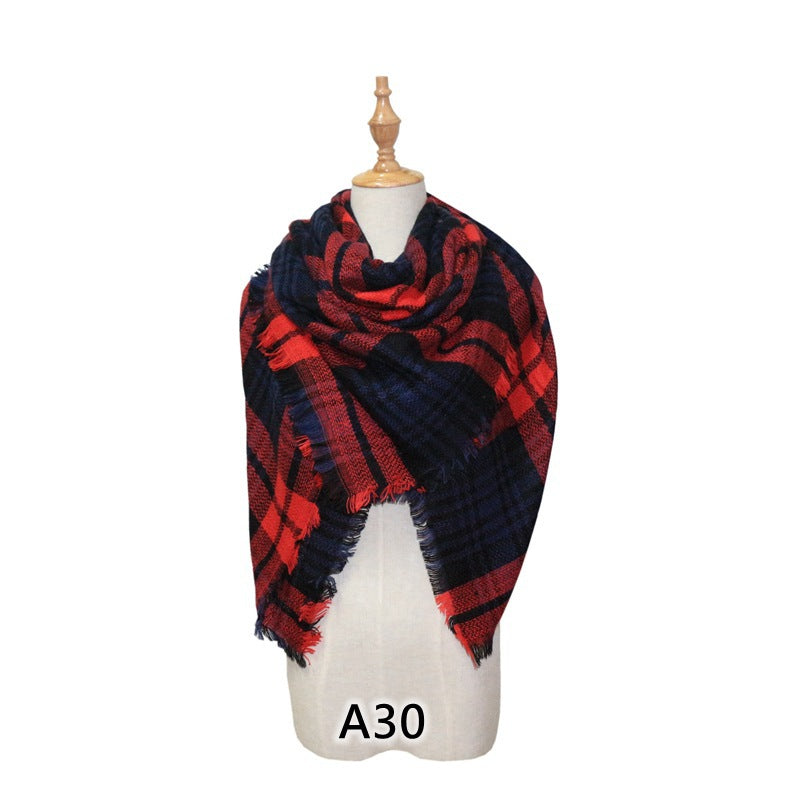 European and American Street Trend Imitation Cashmere Scarf Women's Plaid Autumn and Winter Warm Square Scarf Manufacturer