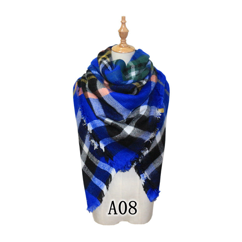 European and American Street Trend Imitation Cashmere Scarf Women's Plaid Autumn and Winter Warm Square Scarf Manufacturer