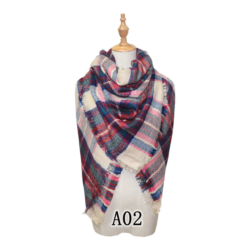 European and American Street Trend Imitation Cashmere Scarf Women's Plaid Autumn and Winter Warm Square Scarf Manufacturer