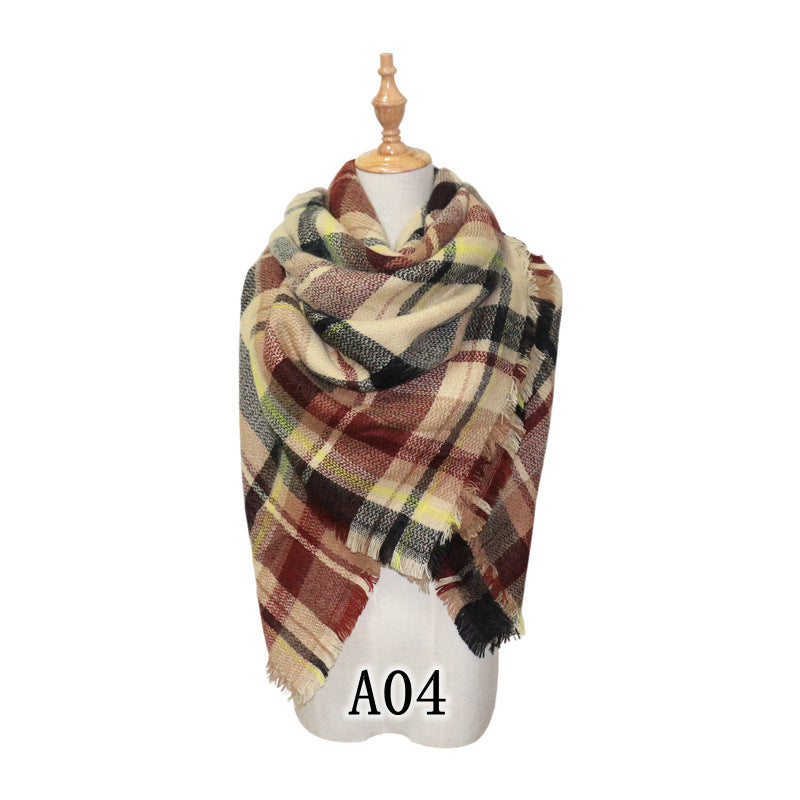 European and American Street Trend Imitation Cashmere Scarf Women's Plaid Autumn and Winter Warm Square Scarf Manufacturer