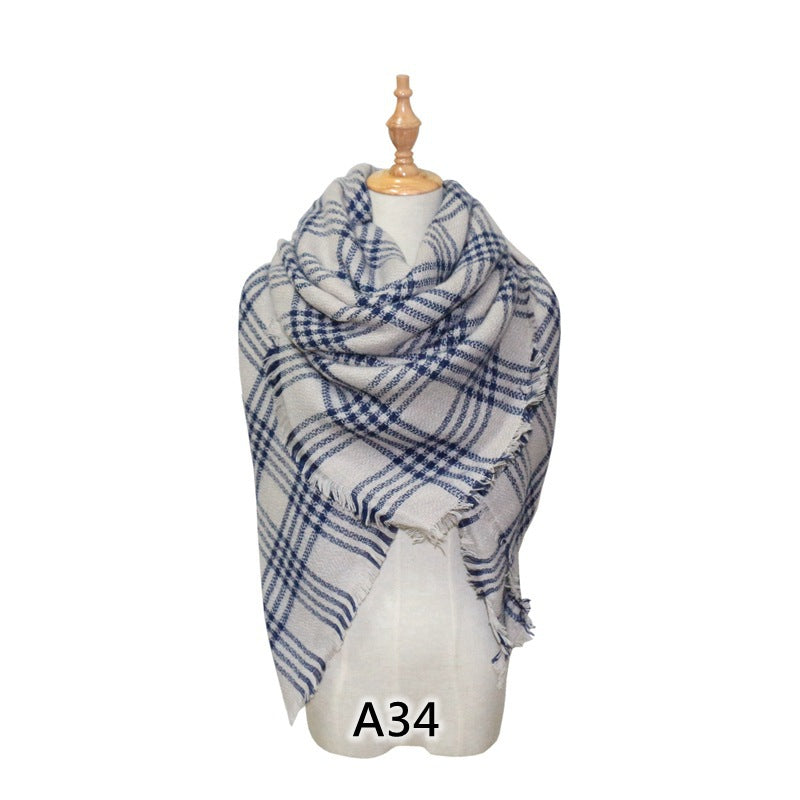 European and American Street Trend Imitation Cashmere Scarf Women's Plaid Autumn and Winter Warm Square Scarf Manufacturer